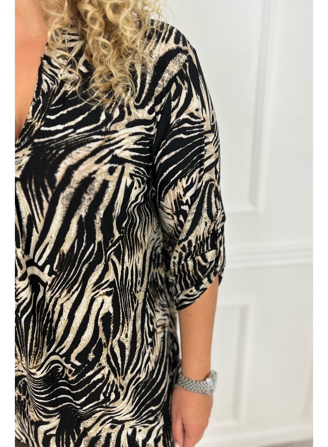 Perfect Animal Blouse - Big Zebra Beige/Black