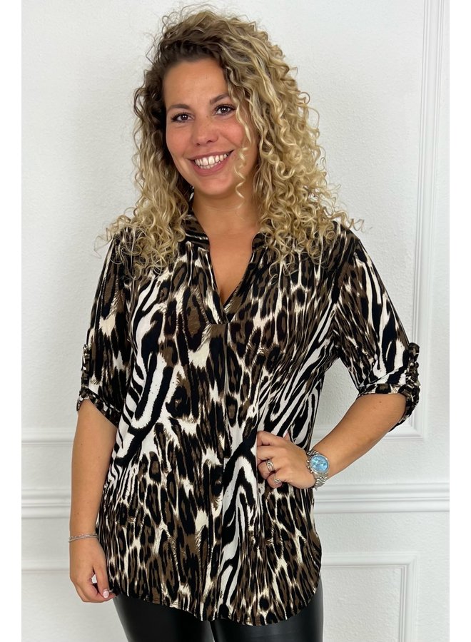 Perfect Animal Blouse - Tiger Black/Creme