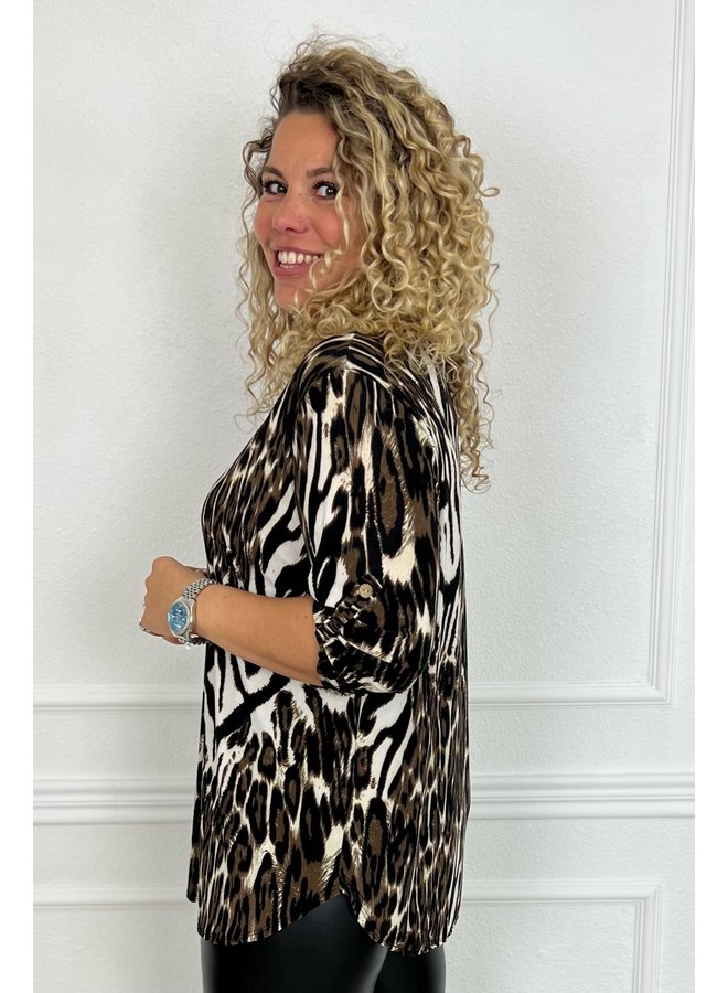 Perfect Animal Blouse - Tiger Black/Creme