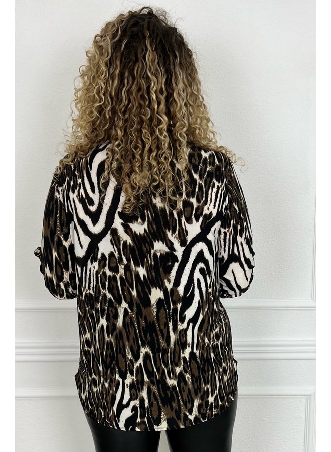 Perfect Animal Blouse - Tiger Black/Creme