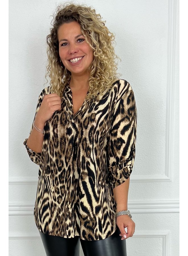 Perfect Animal Blouse - Tiger Black/Brown