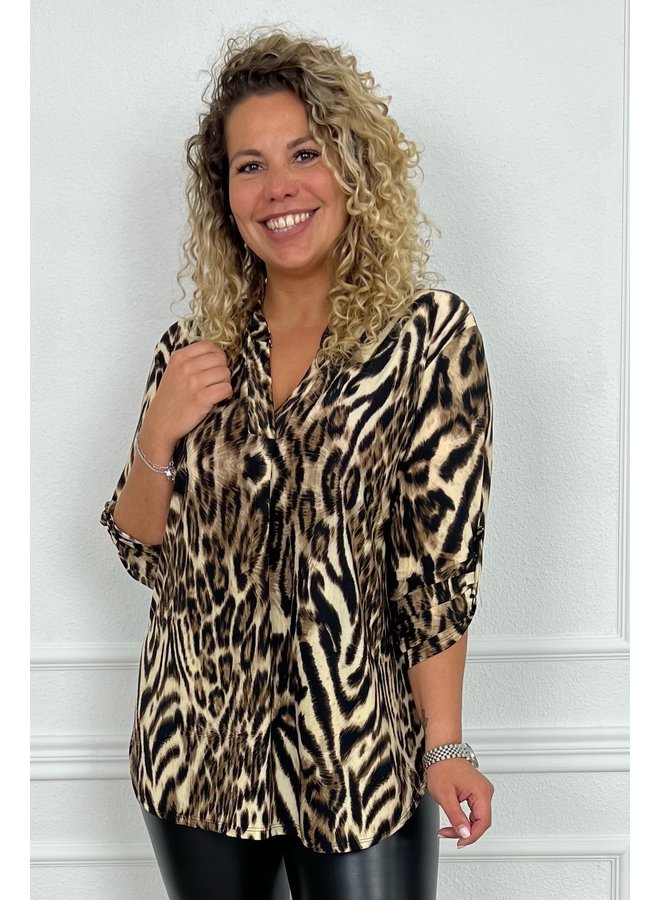 Perfect Animal Blouse - Tiger Black/Brown