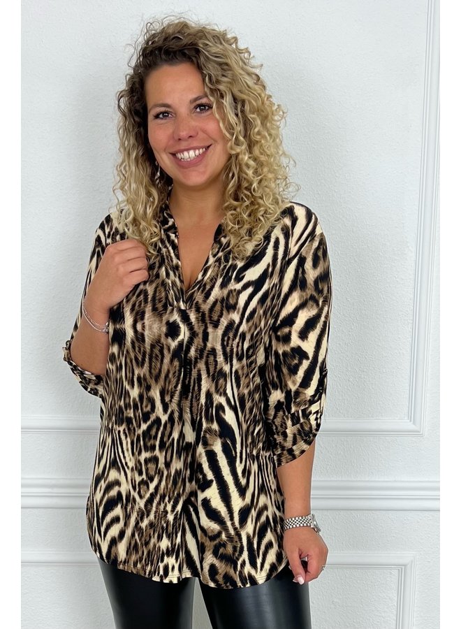 Perfect Animal Blouse - Tiger Black/Brown