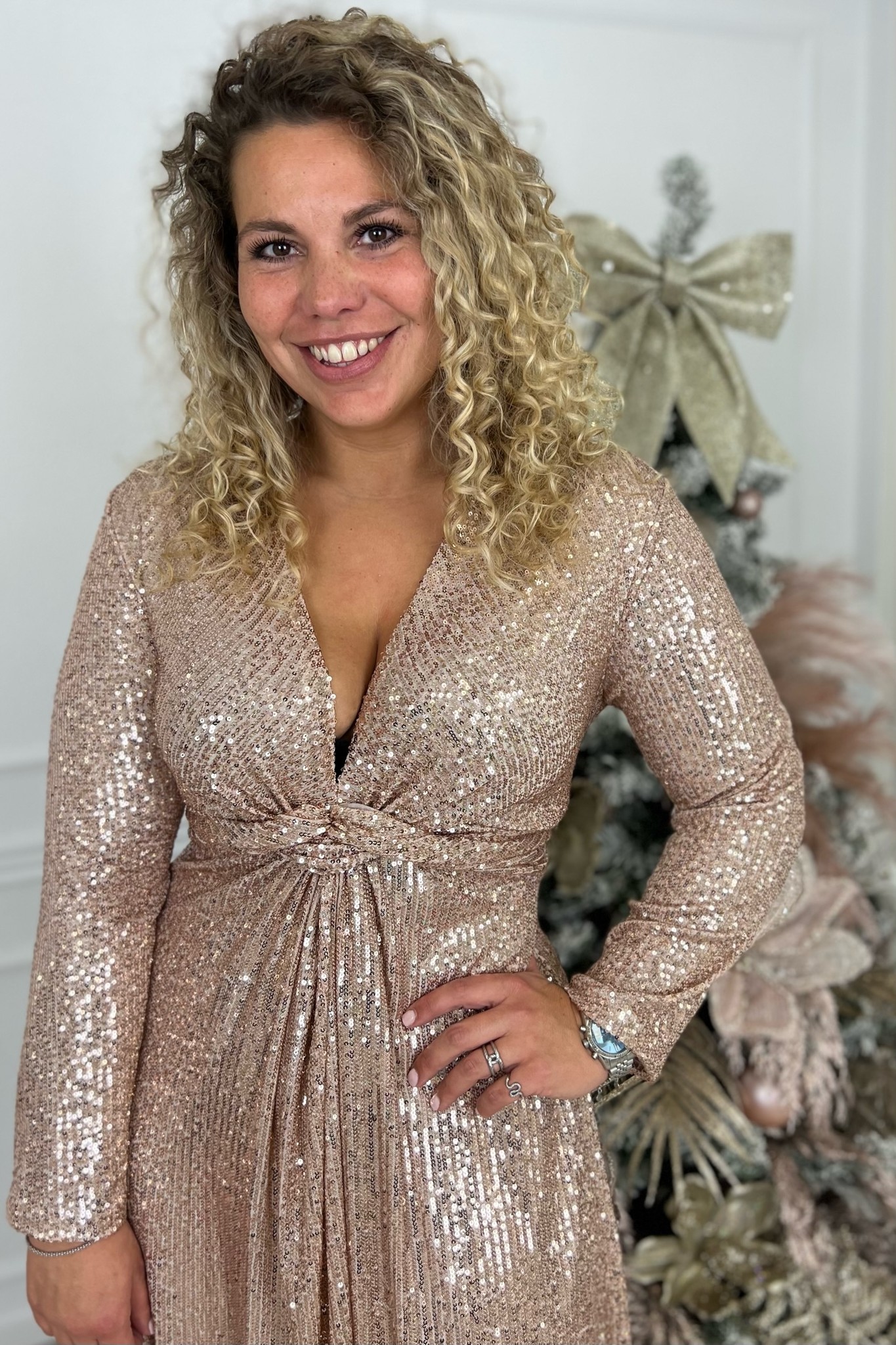 Sequin Knotted Dress - Rose Gold - Lots of Goodies