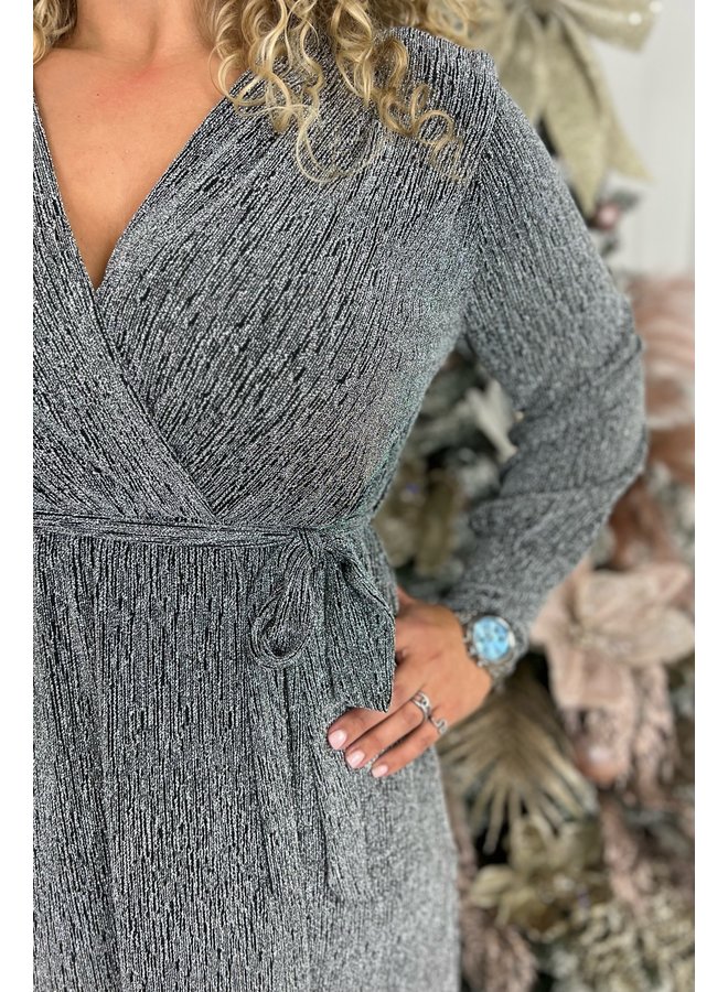 Glitter Shoulder Dress - Silver