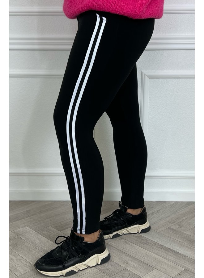 High Waist Striped Legging - Black/White