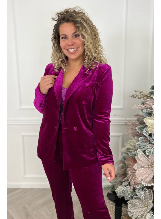 Christmas Velvet Suit - Magenta