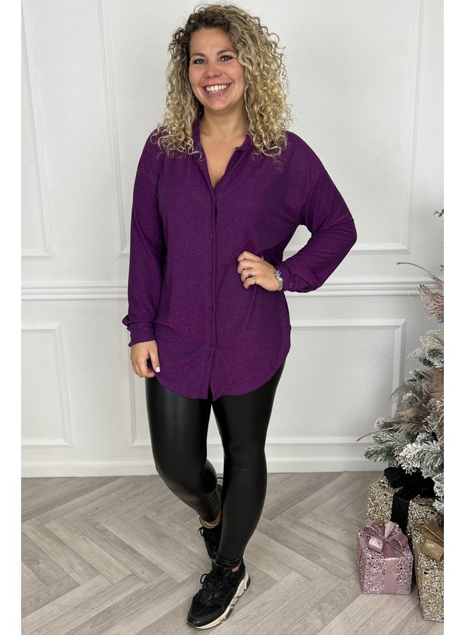 Sparkle Button Blouse - Purple