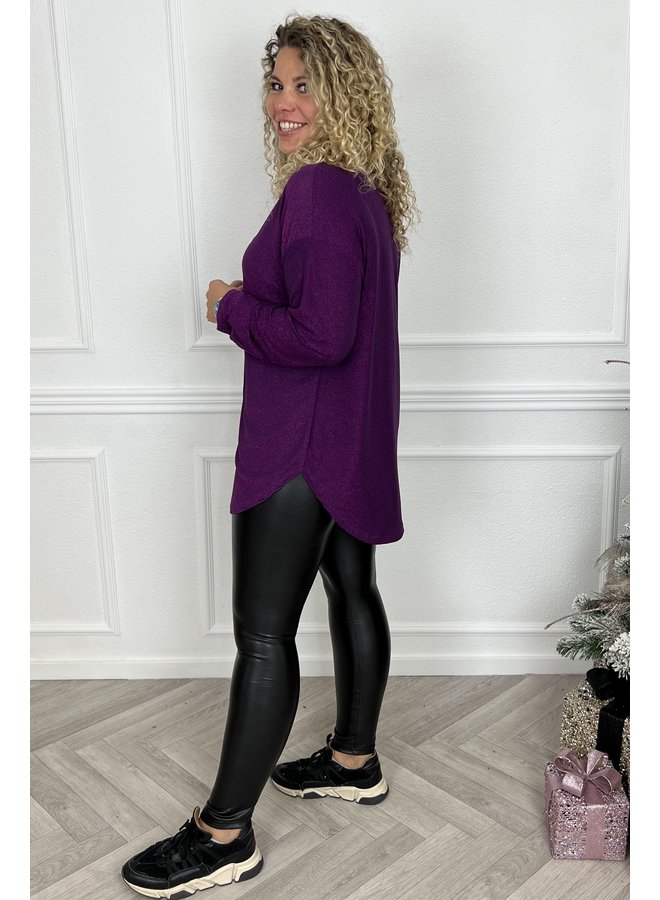 Sparkle Button Blouse - Purple