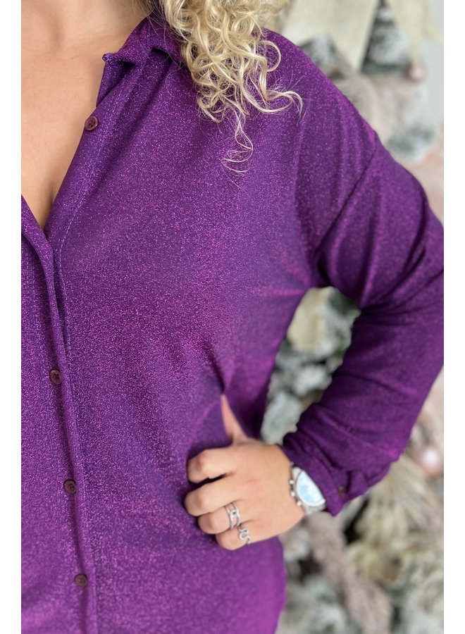 Sparkle Button Blouse - Purple