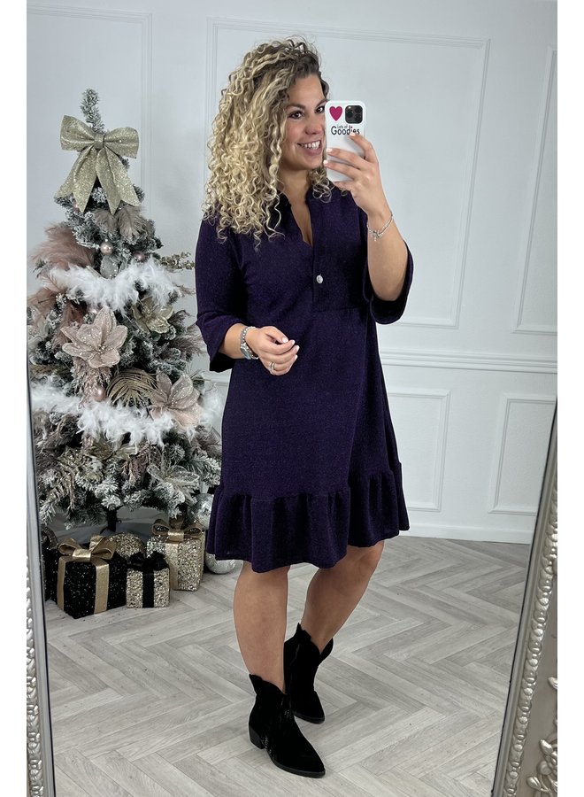 A Line Button Dress - Purple