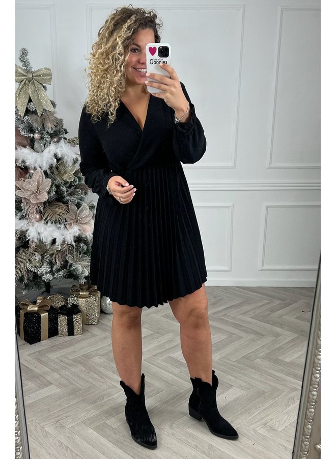 Perfect Party Plisse Dress - Black/Silver