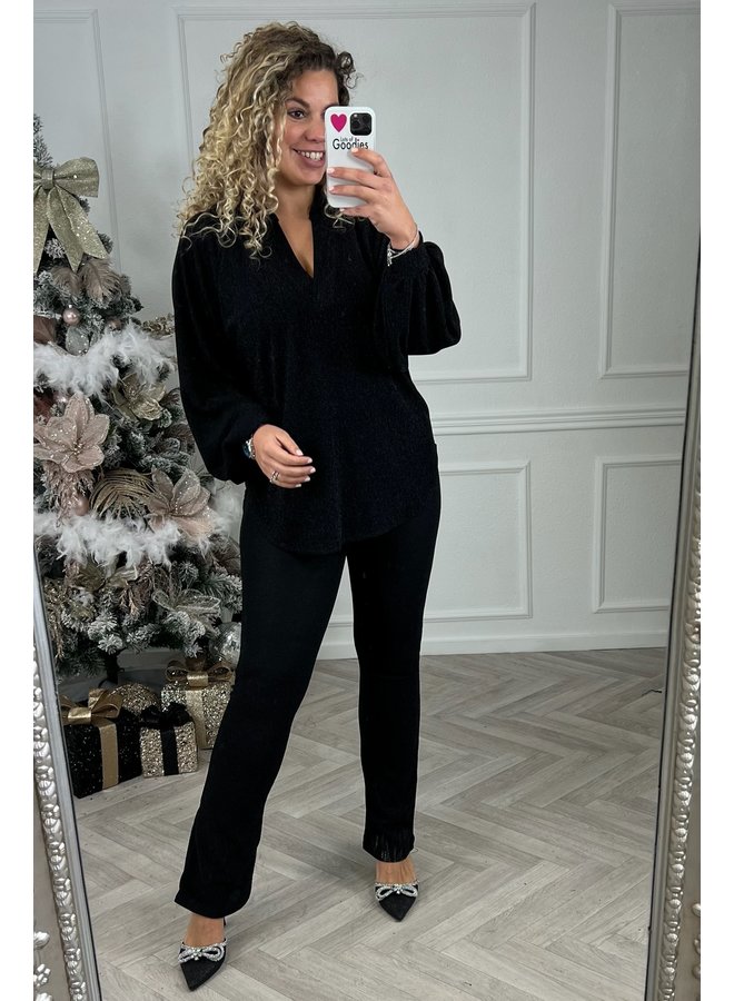 Christmas Glitter Blouse - Black