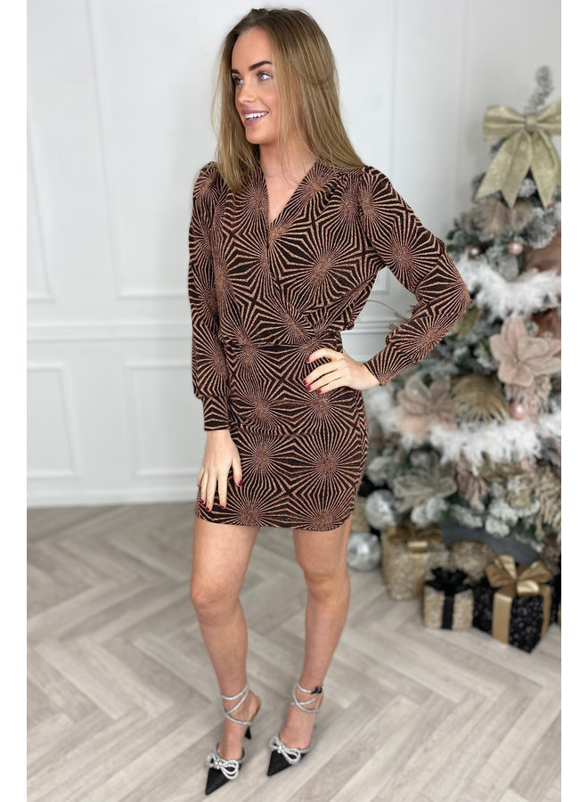 Glitter Print Dress - Rusty