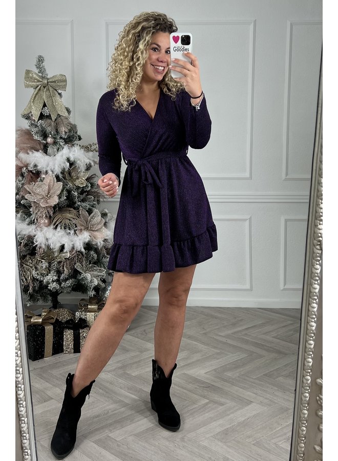 Ruffle Long Sleeve Dress - Purple