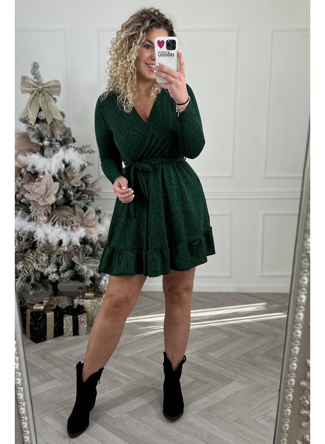 Ruffle Long Sleeve Dress - Green