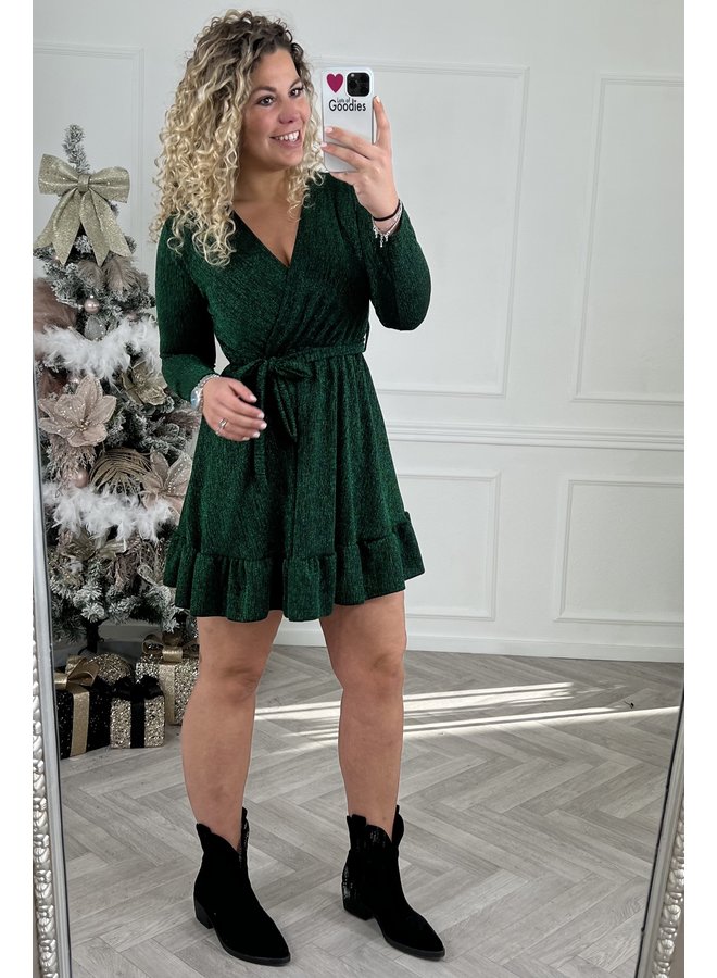 Ruffle Long Sleeve Dress - Green