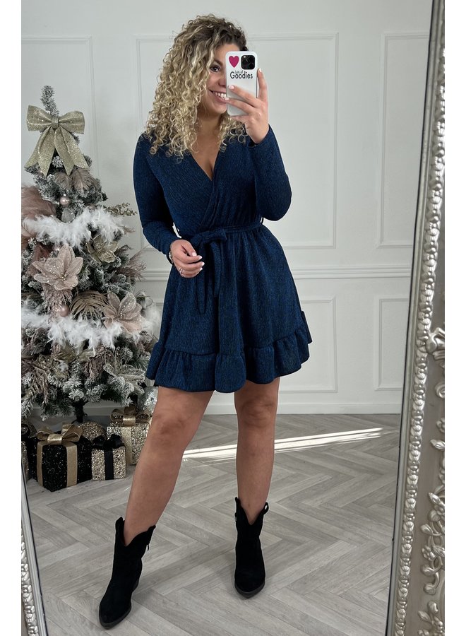 Ruffle Long Sleeve Dress - Denim