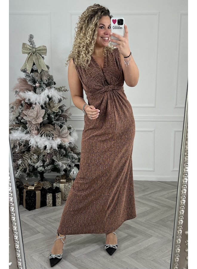Maxi Knotted Glitter Dress - Rose Gold