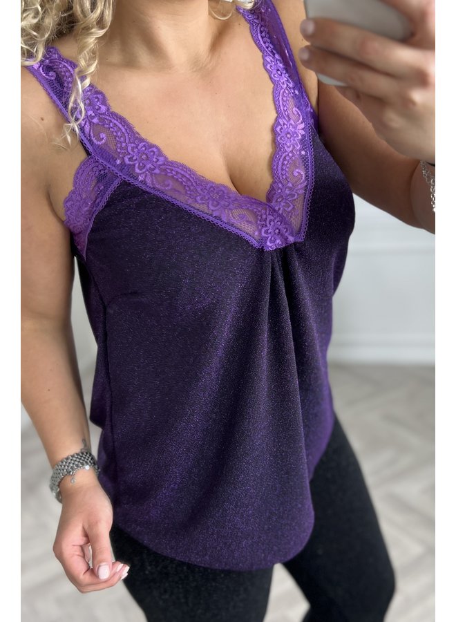 Bibi Glitter Lace Top - Purple