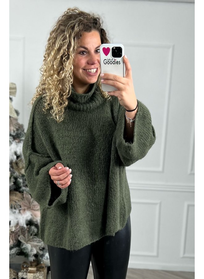 The Turtle Knitted Col Sweater - Armygreen