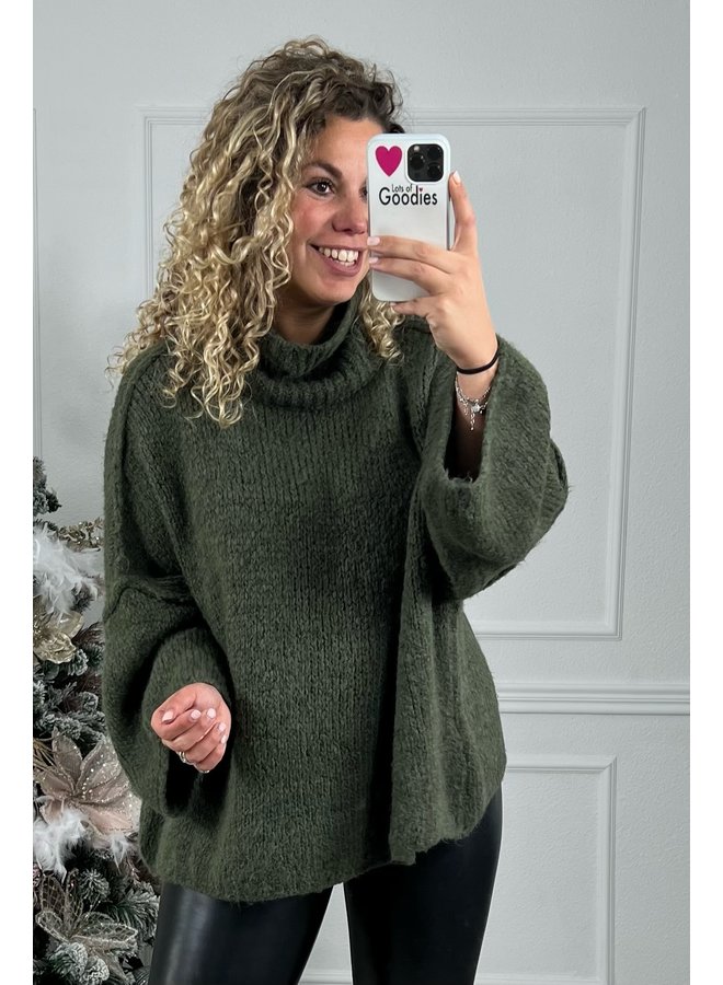 The Turtle Knitted Col Sweater - Armygreen