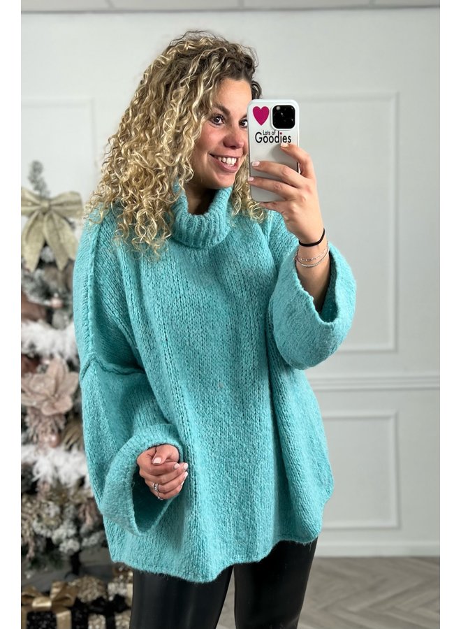 The Turtle Knitted Col Sweater - Turquoise