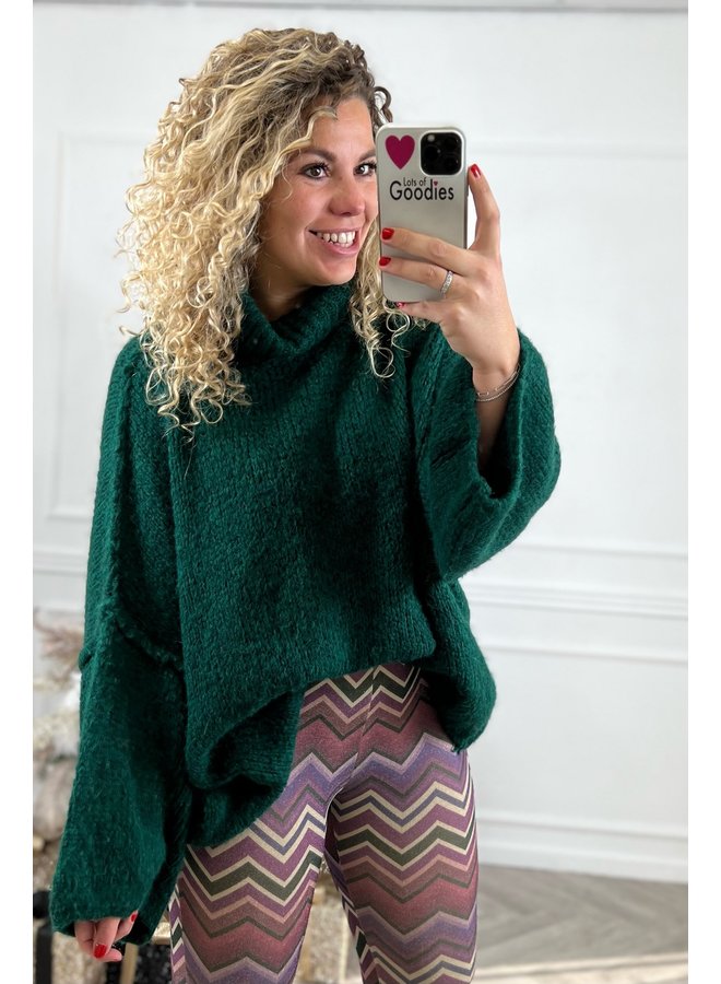 The Turtle Knitted Col Sweater -  Dark Green