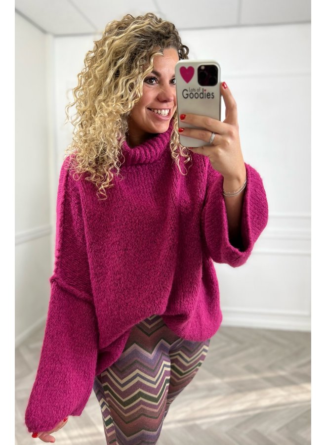 The Turtle Knitted Col Sweater-  Magenta