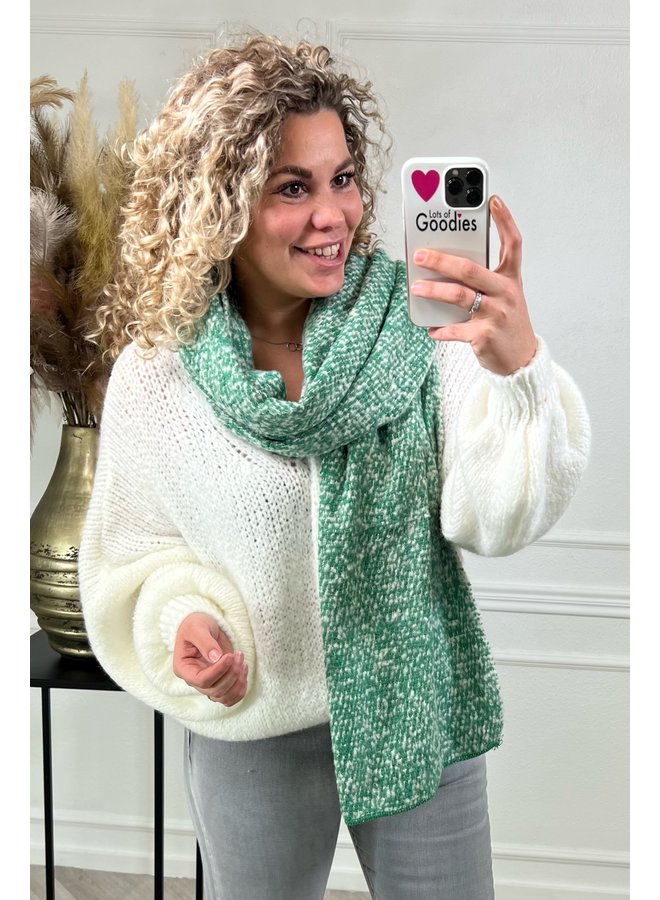 Cozy Print Scarf - Green/White