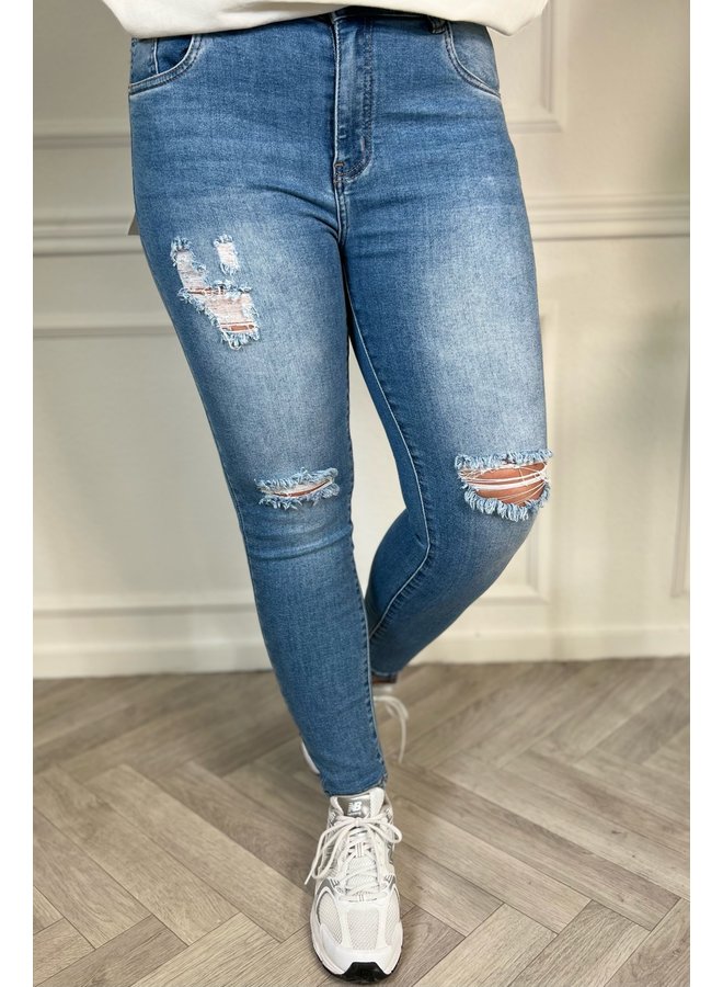 Perfect Ripped Skinny Jeans - Denim
