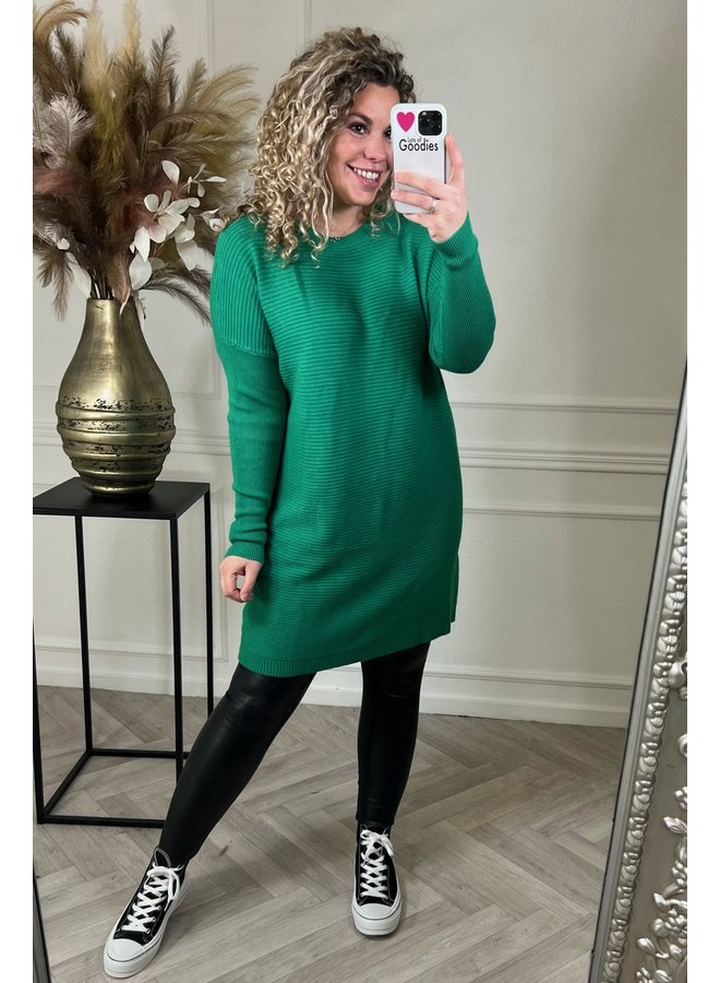 Oversized Ribbed Sweater Dress - Green