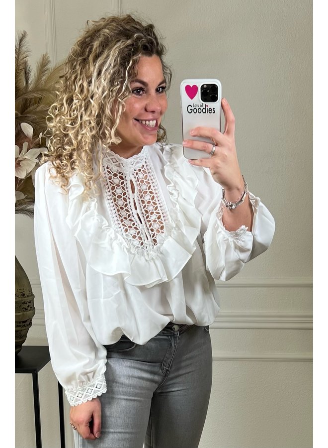 Ruffle Lace Blouse - White