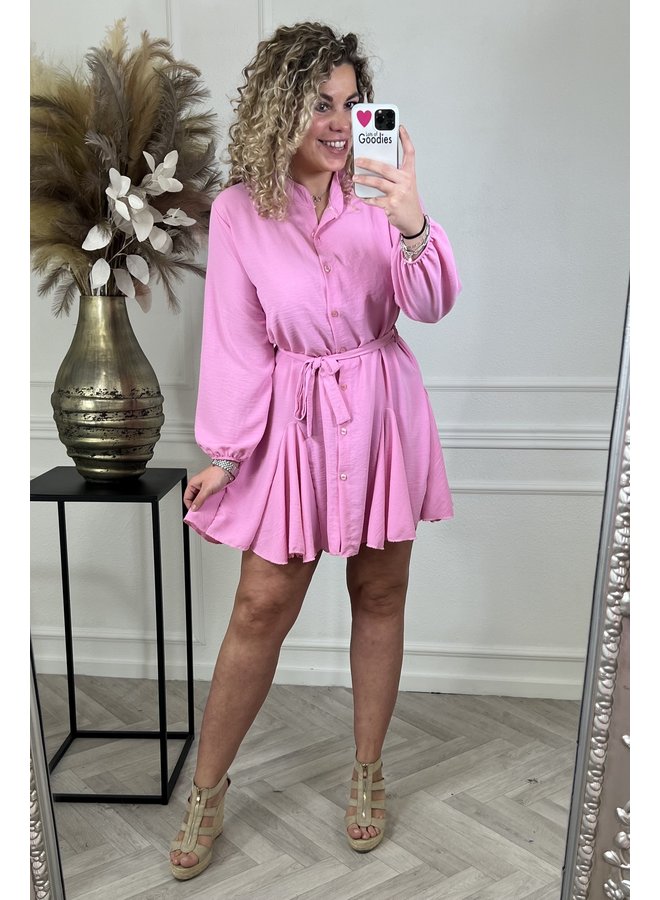 Balloon Sleeve Summer Dress - Pink