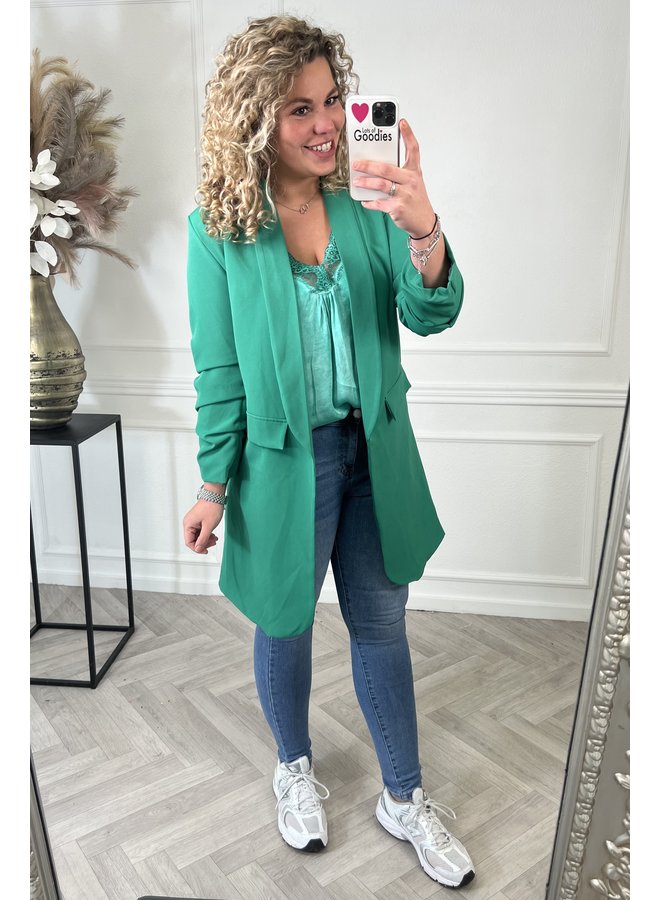 Curvy Musthave Blazer Long - Seagreen