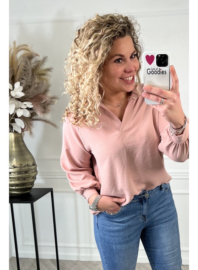 Musthave V Neck Blouse - Old Pink