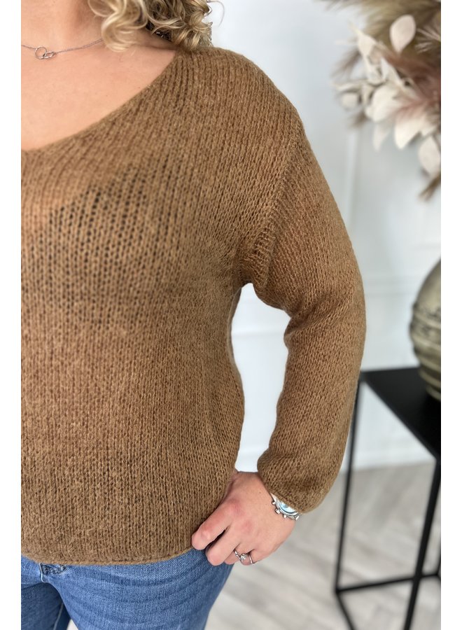 Perfect V Neck Sweater - Camel