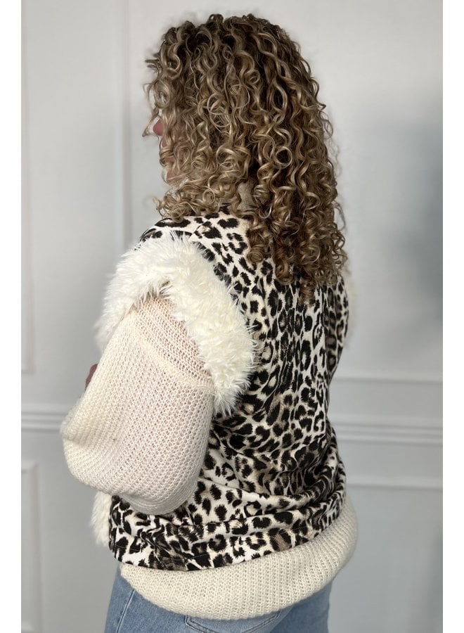 Musthave Leopard Fur Gilet - Brown/Creme