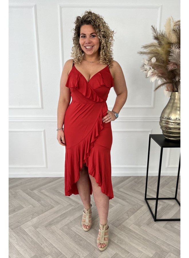 Summer Spanish Ruffle Dress - Red