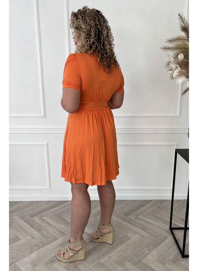 Summer Puffy Sleeve Dress - Orange