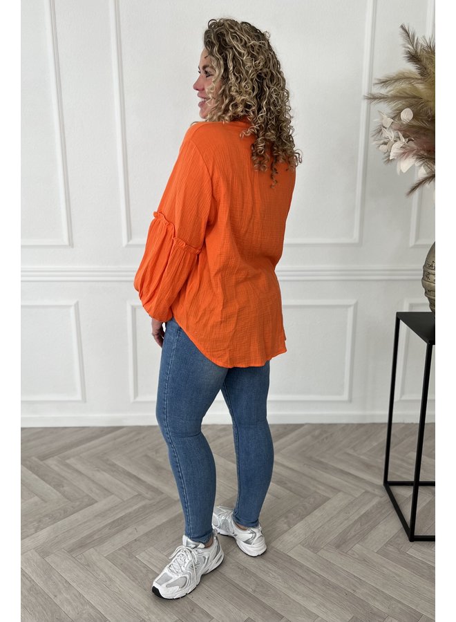 Summer Cotton Blouse - Orange