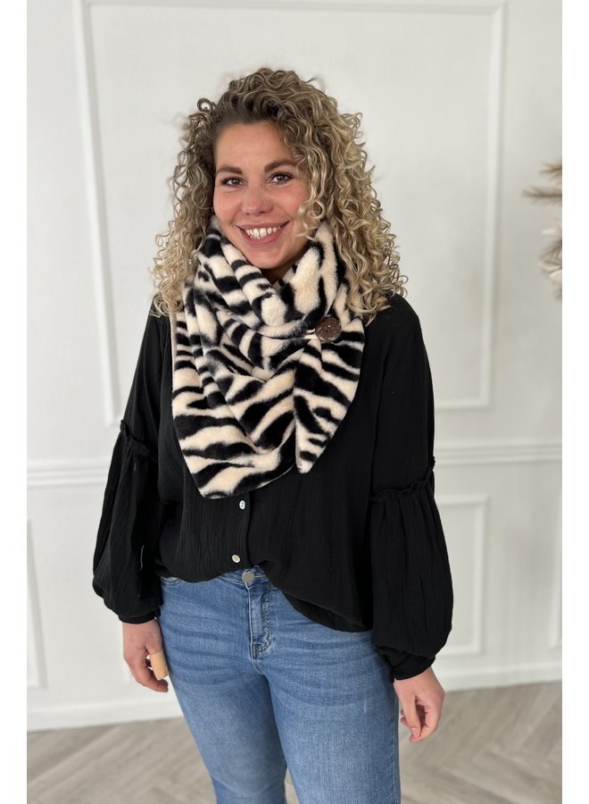 Soft Zebra Scarf - Beige/Black