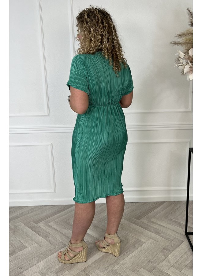 Knotted Plisse Dress - Green