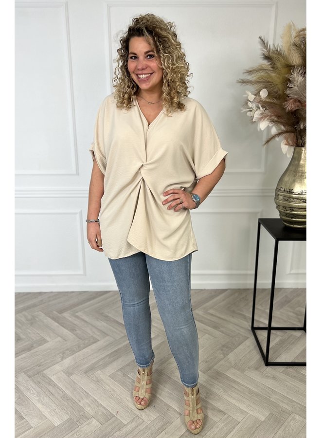 Curvy Knotted Top - Beige