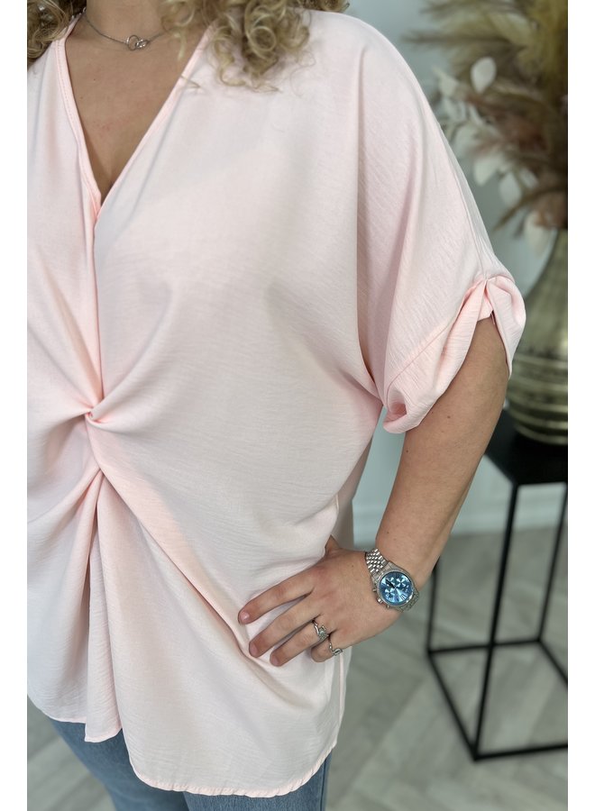 Curvy Knotted Top - Light Pink