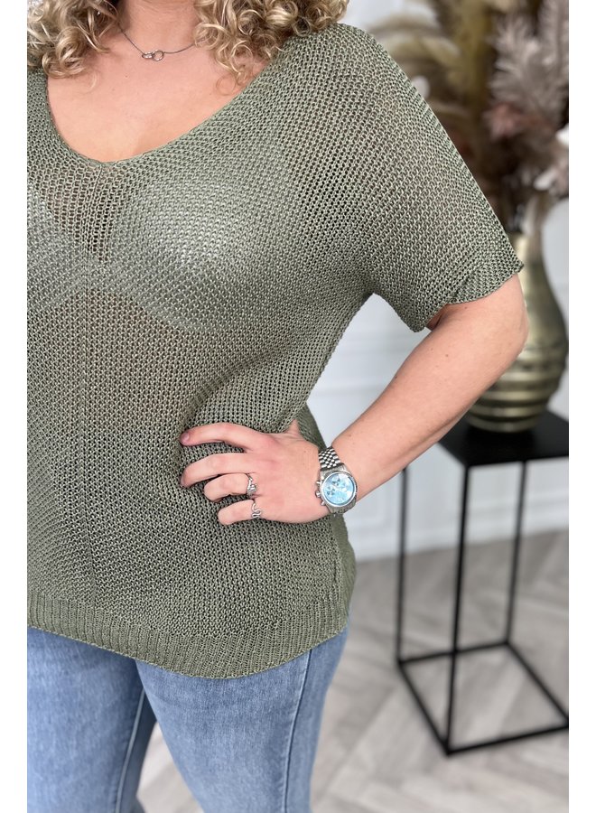 Short Knitted Top - Armygreen