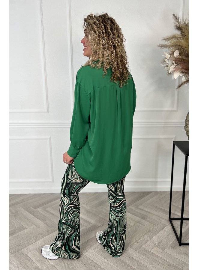 Balloon Sleeve Blouse - Green