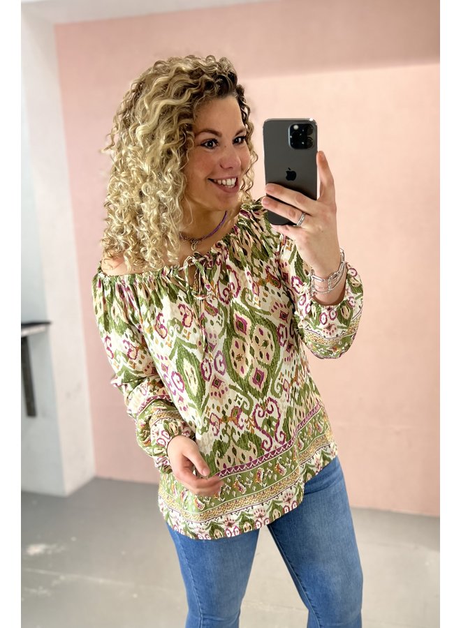 Spring Aztec Blouse - Armygreen