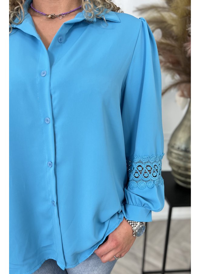 Spring Detail Blouse - Blue