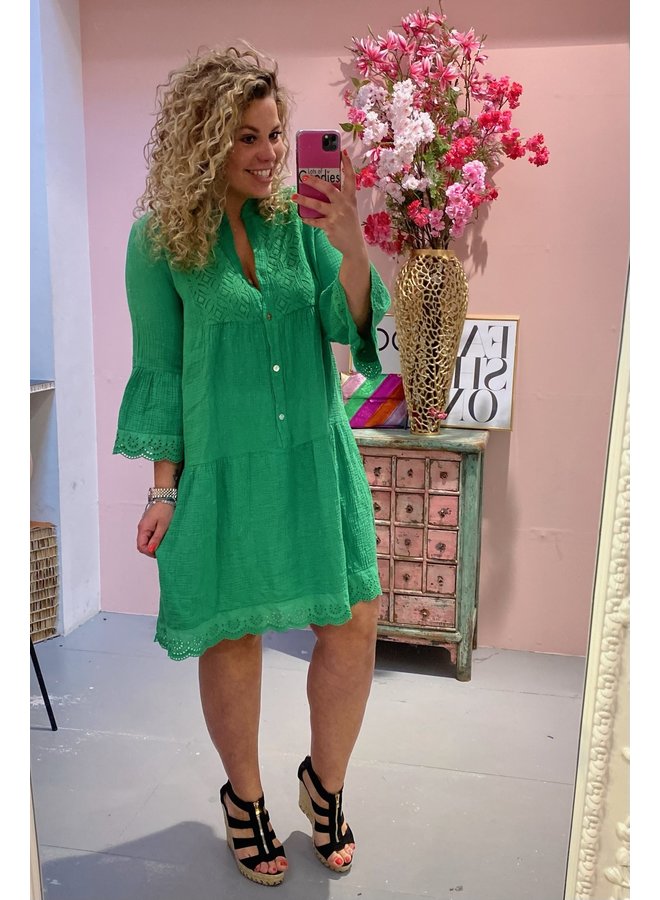 Bohemian Cotton Dress - Green